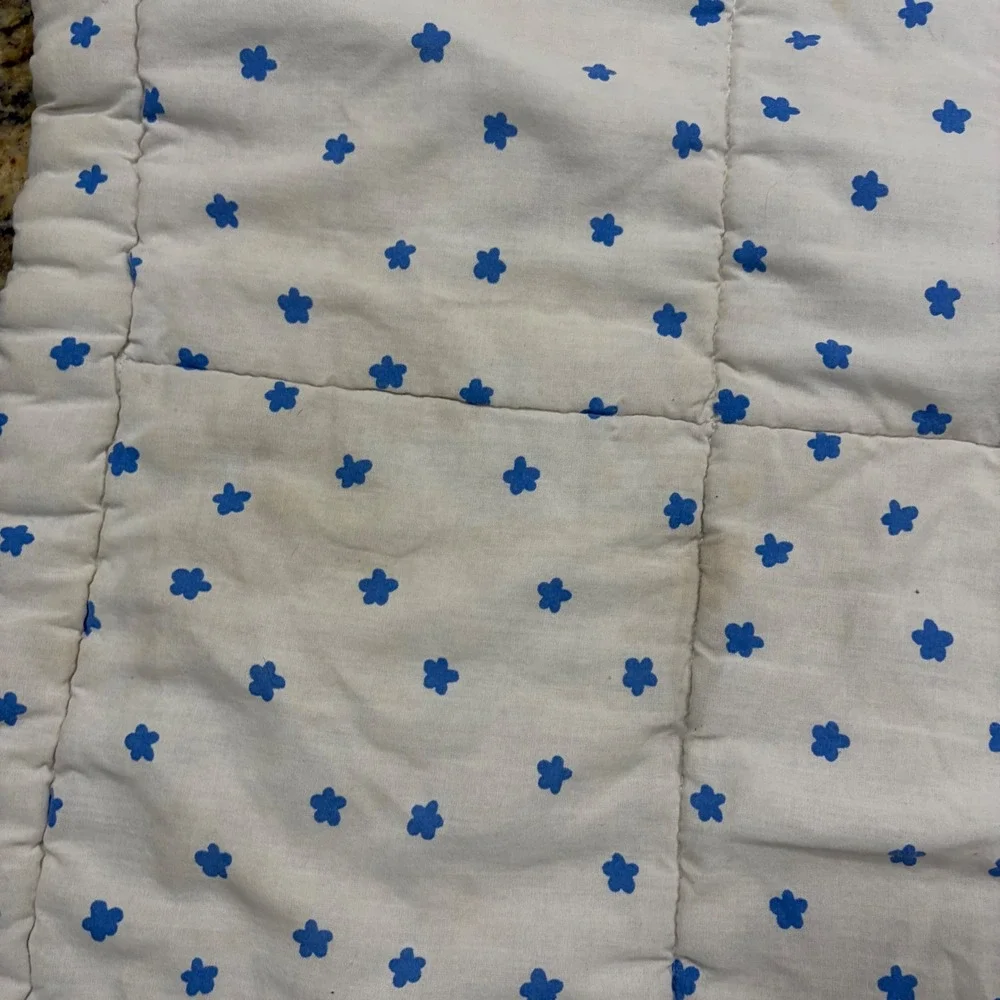 Vintage Paddington Bear Quilted Baby Blanket Nursery Wall Hanging Blue White v